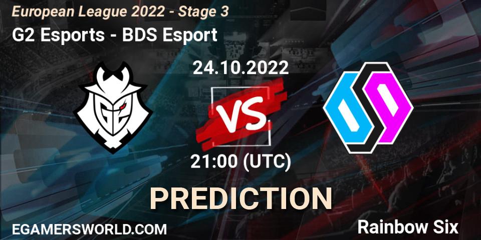 G2 Esports vs BDS Esport: Match Prediction. 24.10.22, Rainbow Six, European League 2022 - Stage 3