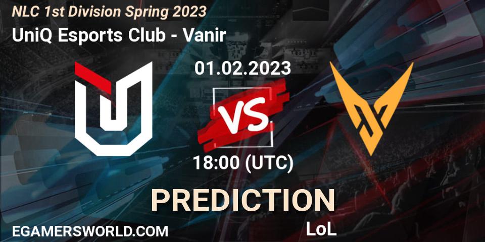 UniQ Esports Club vs Vanir: Match Prediction. 01.02.23, LoL, NLC 1st Division Spring 2023