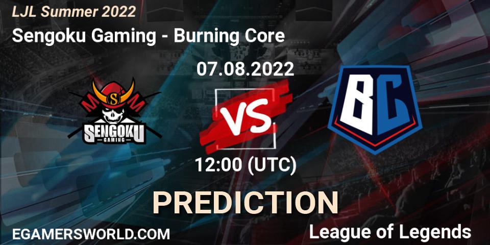 Sengoku Gaming vs Burning Core: Match Prediction. 07.08.22, LoL, LJL Summer 2022