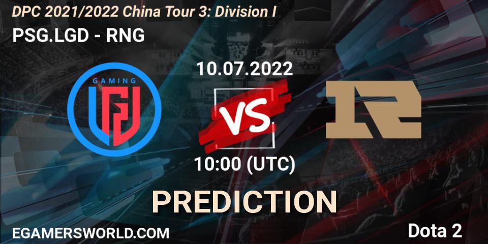 PSG.LGD vs RNG: Match Prediction. 10.07.22, Dota 2, DPC 2021/2022 China Tour 3: Division I