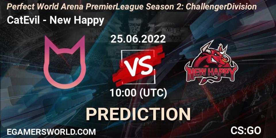 CatEvil vs New Happy: Match Prediction. 25.06.2022 at 09:00, Counter-Strike (CS2), Perfect World Arena Premier League Season 2: Challenger Division