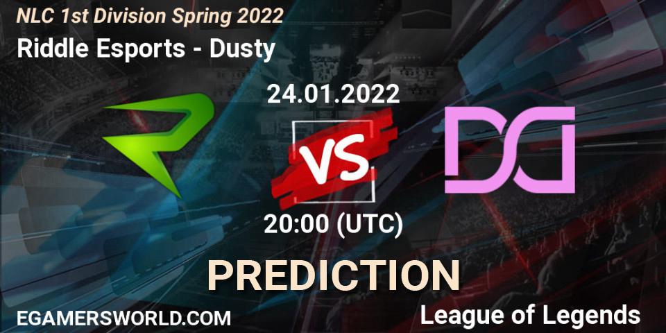 Riddle Esports vs Dusty: Match Prediction. 24.01.2022 at 21:00, LoL, NLC 1st Division Spring 2022