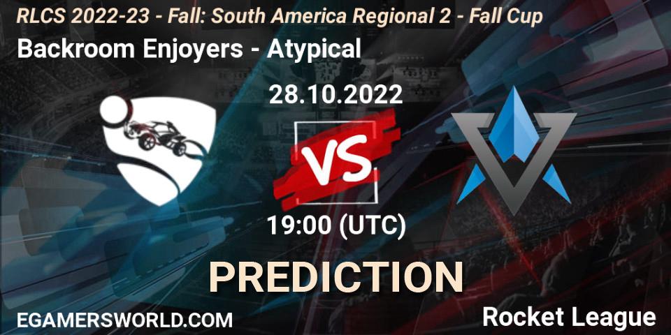 Backroom Enjoyers vs Atypical: Match Prediction. 28.10.2022 at 19:00, Rocket League, RLCS 2022-23 - Fall: South America Regional 2 - Fall Cup