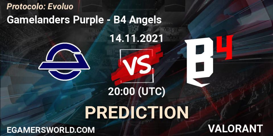 Gamelanders Purple vs B4 Angels: Match Prediction. 14.11.2021 at 20:00, VALORANT, Protocolo: Evolução