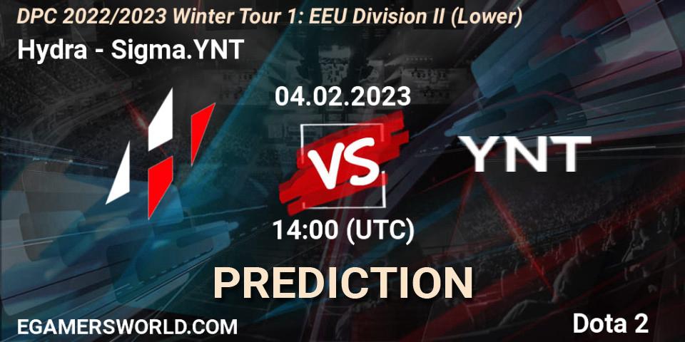Hydra vs Sigma.YNT: Match Prediction. 04.02.23, Dota 2, DPC 2022/2023 Winter Tour 1: EEU Division II (Lower)