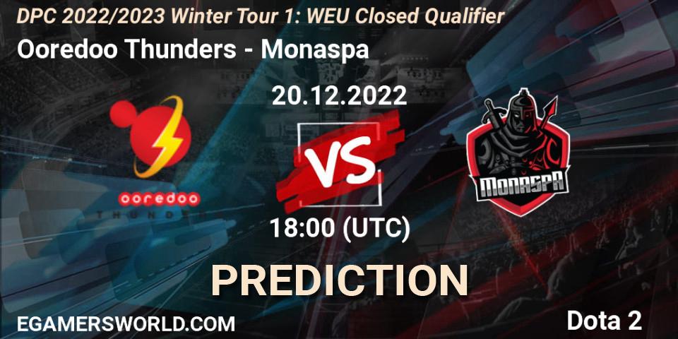Ooredoo Thunders vs Monaspa: Match Prediction. 20.12.22, Dota 2, DPC 2022/2023 Winter Tour 1: WEU Closed Qualifier