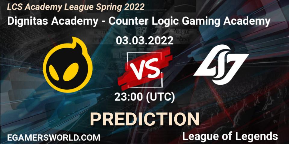 Dignitas Academy vs Counter Logic Gaming Academy: Match Prediction. 03.03.2022 at 23:00, LoL, LCS Academy League Spring 2022