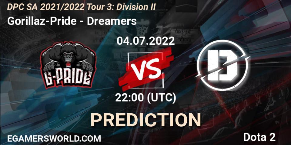 Gorillaz-Pride vs Dreamers: Match Prediction. 04.07.22, Dota 2, DPC SA 2021/2022 Tour 3: Division II