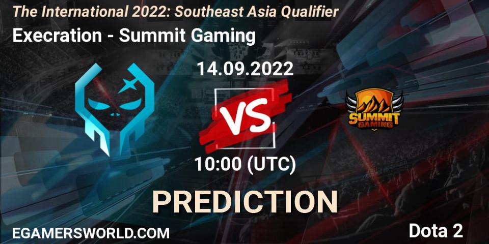 Execration vs Summit Gaming: Match Prediction. 14.09.22, Dota 2, The International 2022: Southeast Asia Qualifier