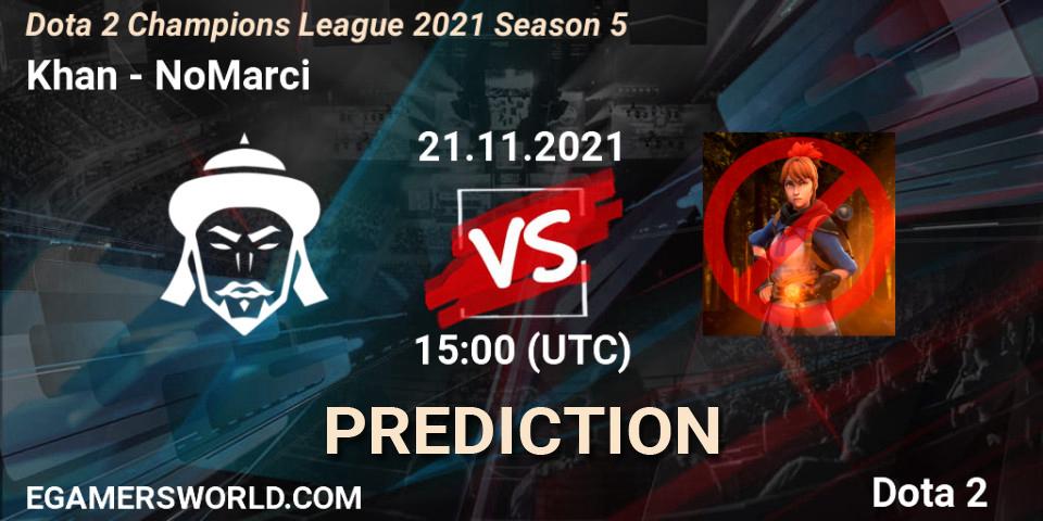 Khan vs NoMarci: Match Prediction. 21.11.2021 at 15:42, Dota 2, Dota 2 Champions League 2021 Season 5