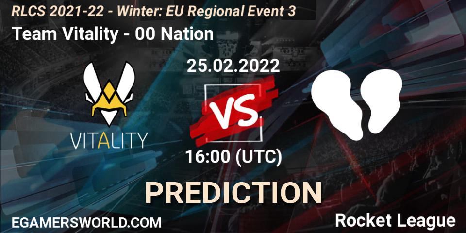 Team Vitality vs 00 Nation: Match Prediction. 25.02.2022 at 16:00, Rocket League, RLCS 2021-22 - Winter: EU Regional Event 3