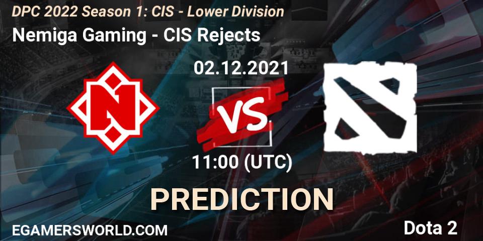 Nemiga Gaming vs CIS Rejects: Match Prediction. 02.12.2021 at 11:01, Dota 2, DPC 2022 Season 1: CIS - Lower Division