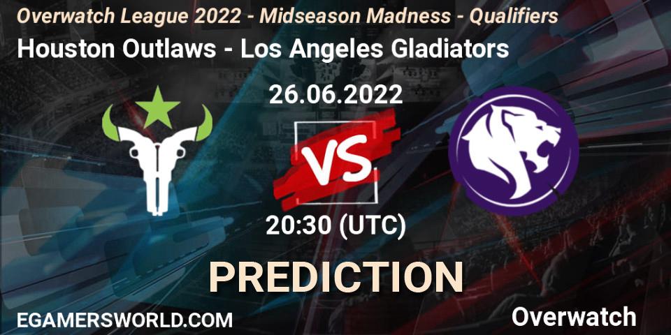 Houston Outlaws vs Los Angeles Gladiators: Match Prediction. 26.06.2022 at 20:30, Overwatch, Overwatch League 2022 - Midseason Madness - Qualifiers