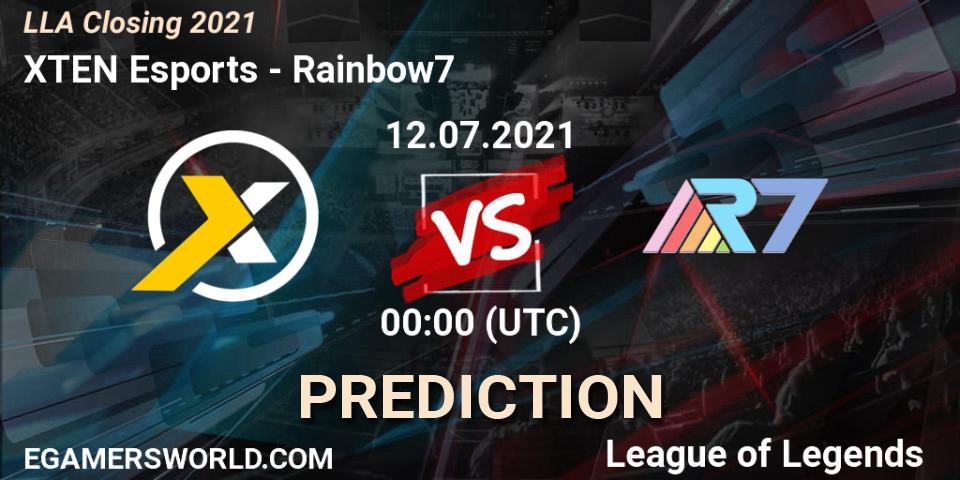 XTEN Esports vs Rainbow7: Match Prediction. 12.07.2021 at 00:00, LoL, LLA Closing 2021