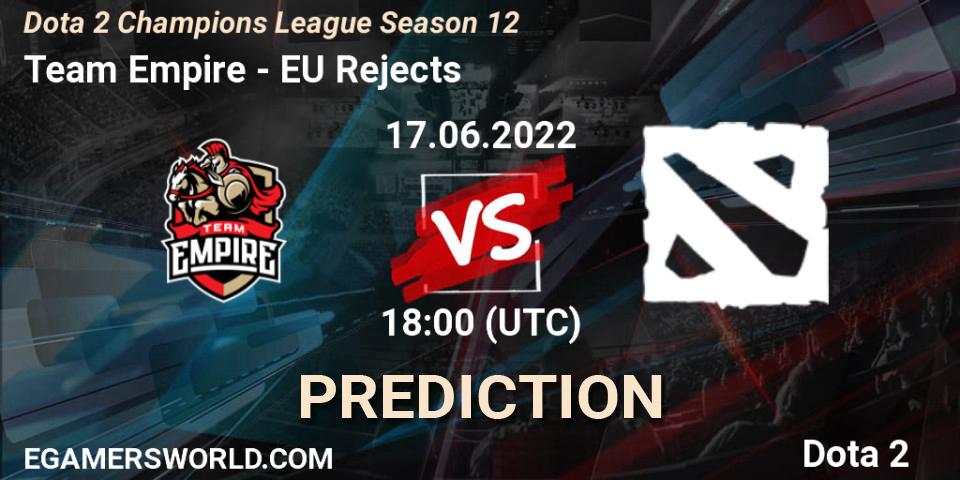 Team Empire vs EU Rejects: Match Prediction. 17.06.2022 at 18:01, Dota 2, Dota 2 Champions League Season 12