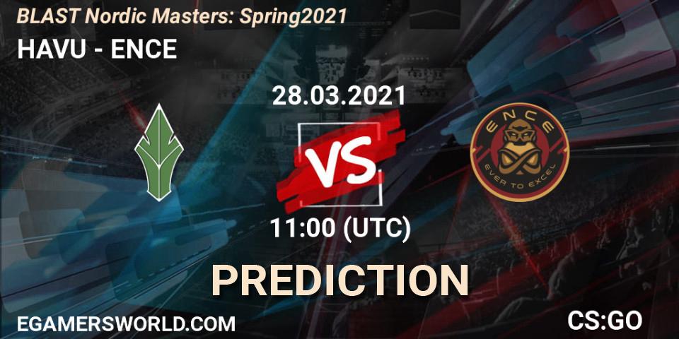 HAVU vs ENCE: Match Prediction. 28.03.2021 at 11:00, Counter-Strike (CS2), BLAST Nordic Masters: Spring 2021