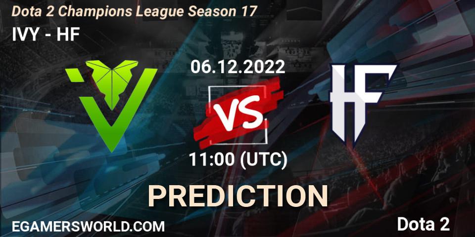 IVY vs HF: Match Prediction. 06.12.2022 at 11:00, Dota 2, Dota 2 Champions League Season 17