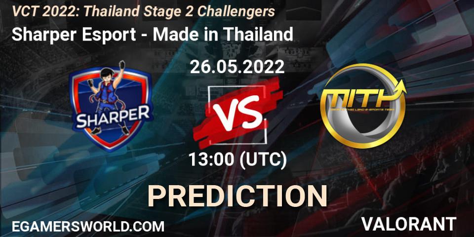 Sharper Esport vs Made in Thailand: Match Prediction. 26.05.2022 at 13:00, VALORANT, VCT 2022: Thailand Stage 2 Challengers