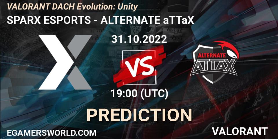 SPARX ESPORTS vs ALTERNATE aTTaX: Match Prediction. 31.10.2022 at 20:15, VALORANT, VALORANT DACH Evolution: Unity