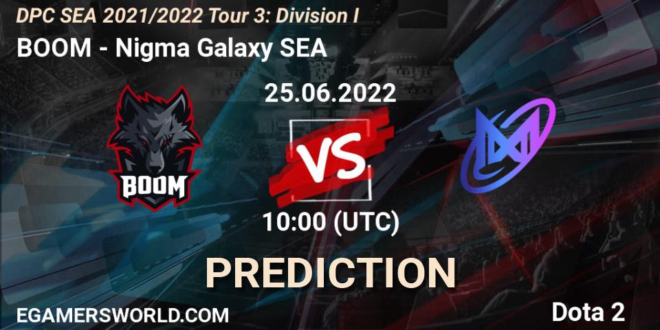 BOOM vs Nigma Galaxy SEA: Match Prediction. 25.06.2022 at 10:00, Dota 2, DPC SEA 2021/2022 Tour 3: Division I