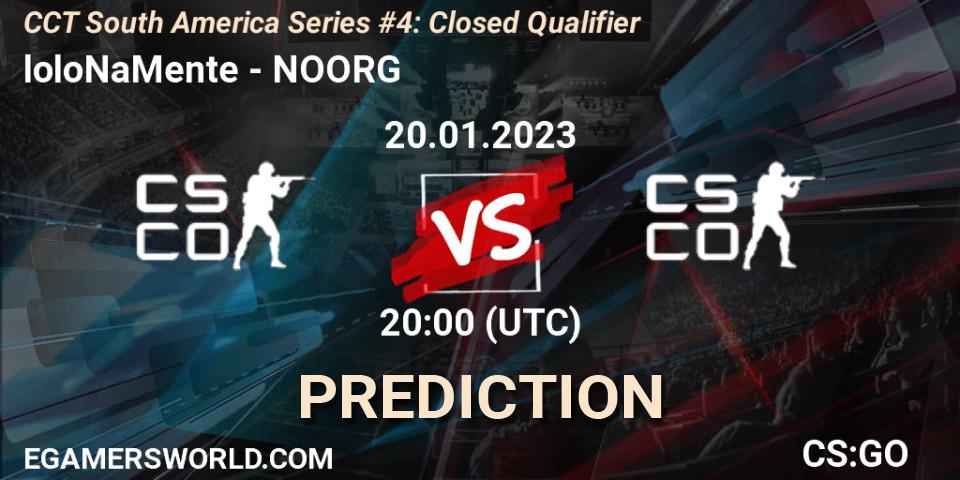 loloNaMente vs NOORG: Match Prediction. 20.01.2023 at 20:00, Counter-Strike (CS2), CCT South America Series #4: Closed Qualifier
