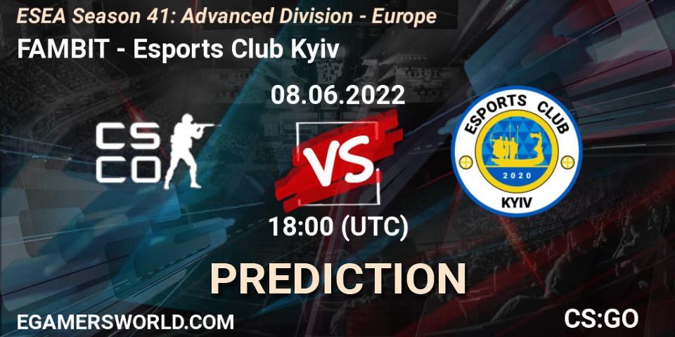 FAMBIT vs Esports Club Kyiv: Match Prediction. 12.06.2022 at 12:00, Counter-Strike (CS2), ESEA Season 41: Advanced Division - Europe