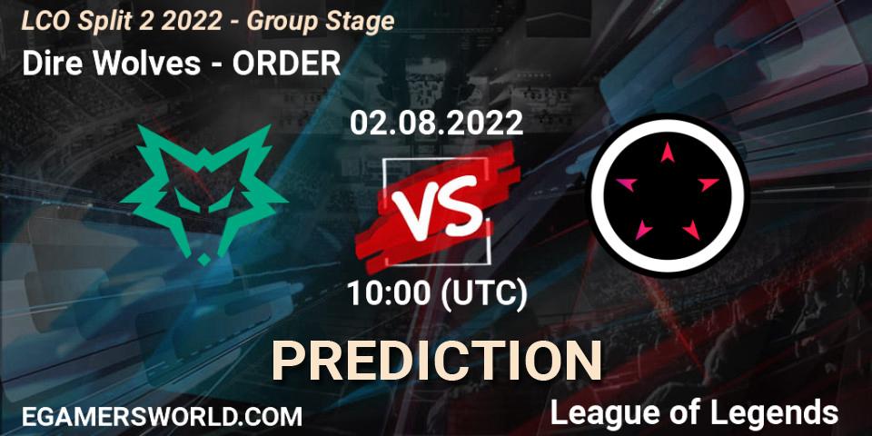 Dire Wolves vs ORDER: Match Prediction. 02.08.2022 at 10:00, LoL, LCO Split 2 2022 - Group Stage