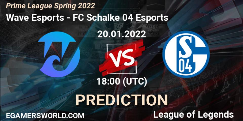Wave Esports vs FC Schalke 04 Esports: Match Prediction. 20.01.2022 at 18:00, LoL, Prime League Spring 2022