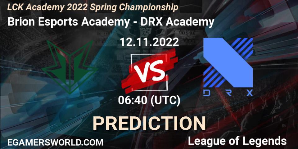 Brion Esports Academy vs DRX Academy: Match Prediction. 12.11.2022 at 06:40, LoL, LCK Academy 2022 Spring Championship