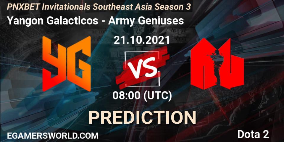 Yangon Galacticos vs Army Geniuses: Match Prediction. 21.10.2021 at 08:25, Dota 2, PNXBET Invitationals Southeast Asia Season 3
