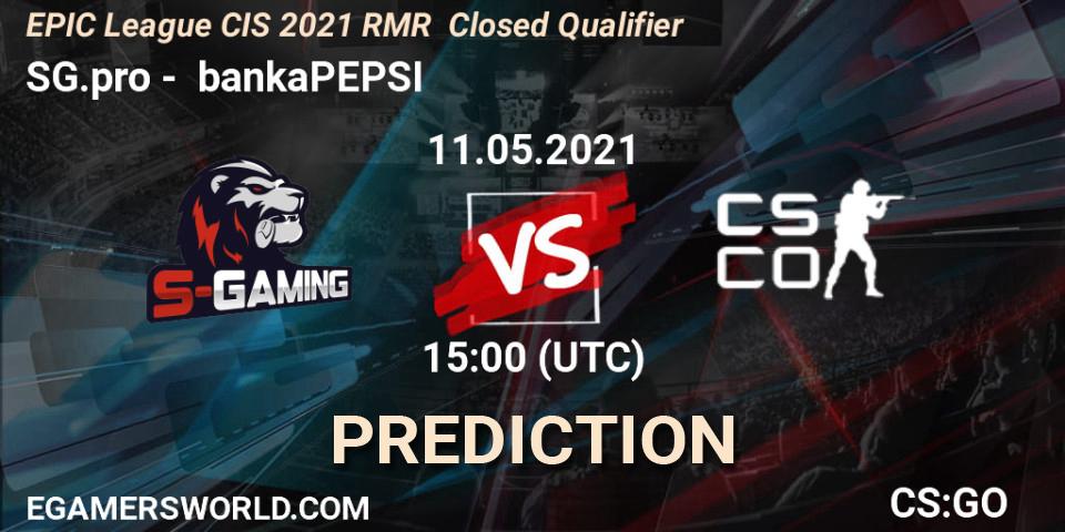 SG.pro vs bankaPEPSI: Match Prediction. 11.05.2021 at 14:00, Counter-Strike (CS2), EPIC League CIS 2021 RMR Closed Qualifier