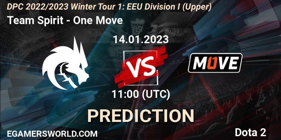 Team Spirit vs One Move: Match Prediction. 14.01.23, Dota 2, DPC 2022/2023 Winter Tour 1: EEU Division I (Upper)