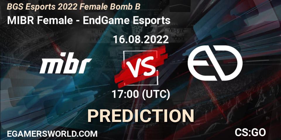 MIBR Female vs EndGame Esports: Match Prediction. 16.08.22, CS2 (CS:GO), Monster Energy BGS Bomb B Women Cup 2022