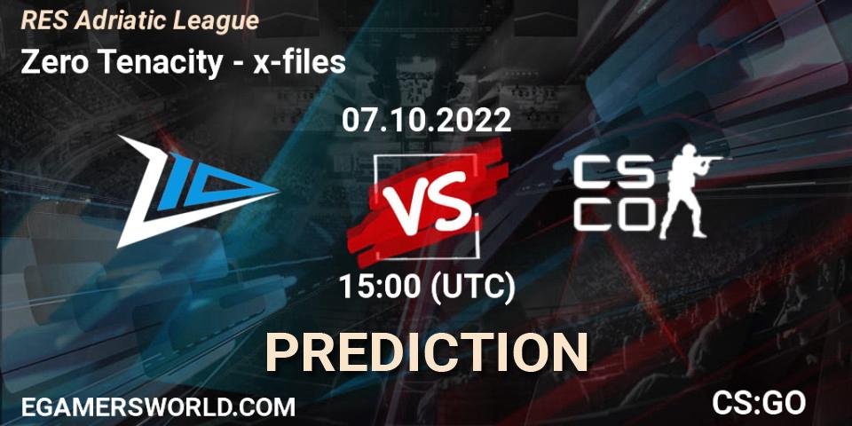 Zero Tenacity vs x-files: Match Prediction. 07.10.2022 at 15:00, Counter-Strike (CS2), RES Adriatic League