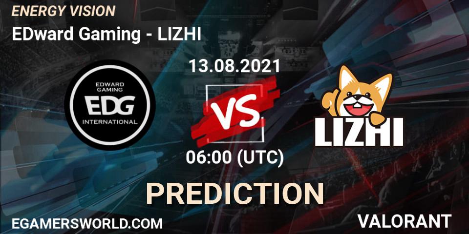 EDward Gaming vs LIZHI: Match Prediction. 13.08.2021 at 06:00, VALORANT, ENERGY VISION