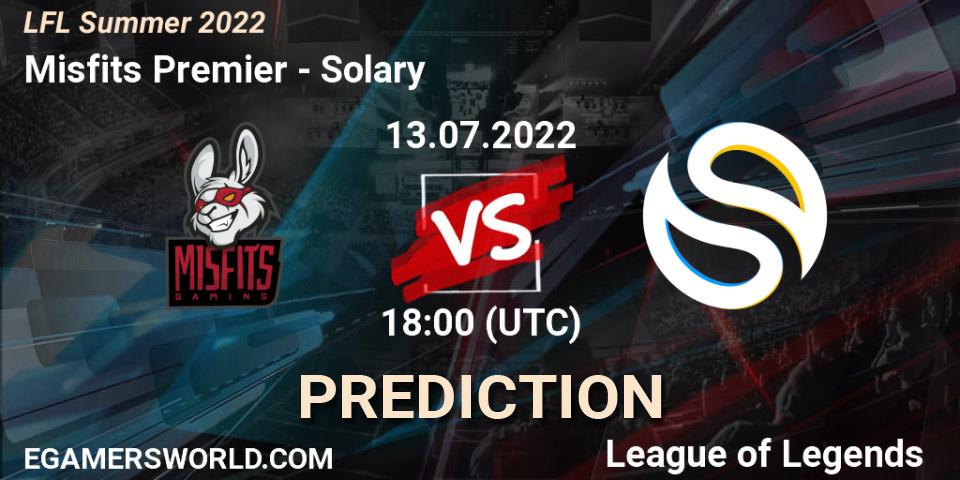 Misfits Premier vs Solary: Match Prediction. 13.07.22, LoL, LFL Summer 2022