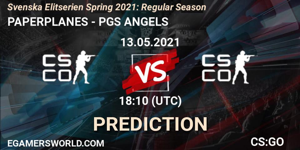 PAPERPLANES vs PGS ANGELS: Match Prediction. 13.05.2021 at 18:10, Counter-Strike (CS2), Svenska Elitserien Spring 2021: Regular Season