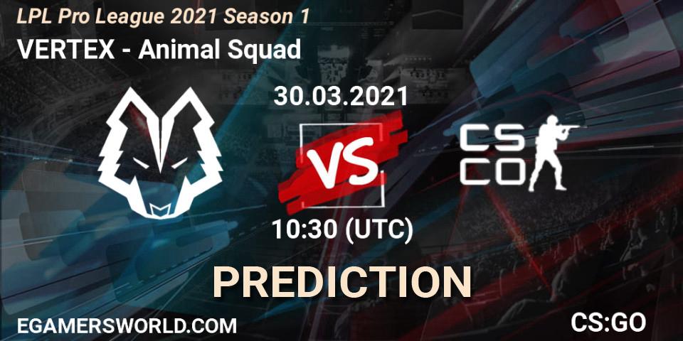 VERTEX vs Animal Squad: Match Prediction. 30.03.2021 at 10:05, Counter-Strike (CS2), LPL Pro League 2021 Season 1