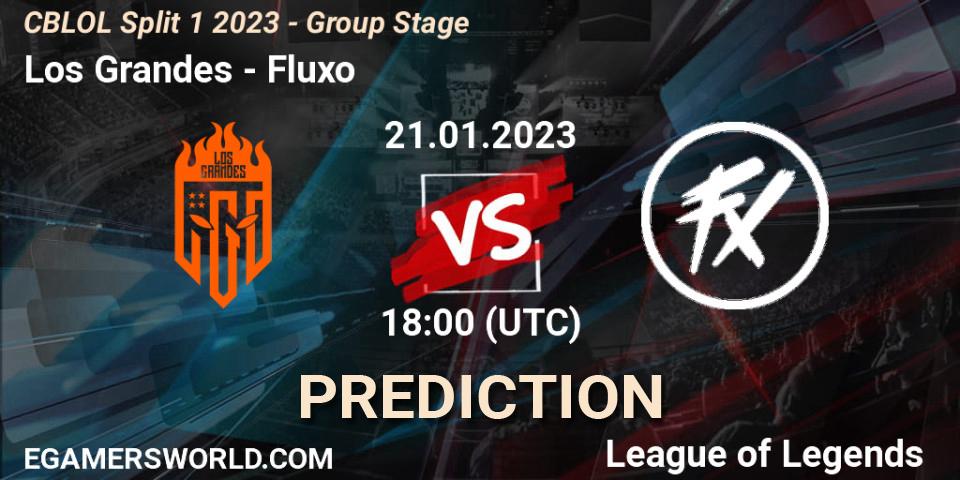 Los Grandes vs Fluxo: Match Prediction. 21.01.2023 at 18:00, LoL, CBLOL Split 1 2023 - Group Stage