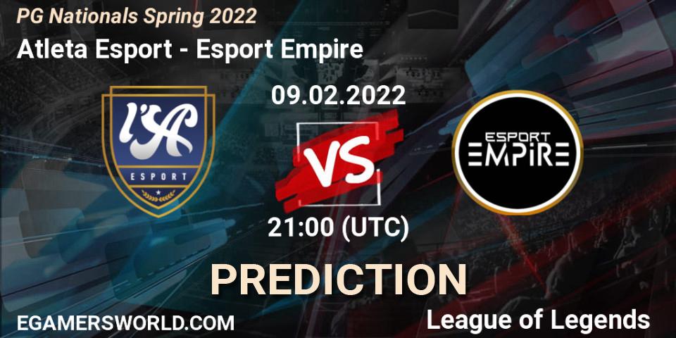 Atleta Esport vs Esport Empire: Match Prediction. 09.02.2022 at 21:00, LoL, PG Nationals Spring 2022