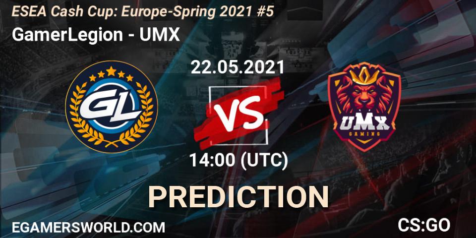 GamerLegion vs UMX: Match Prediction. 22.05.2021 at 14:00, Counter-Strike (CS2), ESEA Cash Cup: Europe - Spring 2021 #5