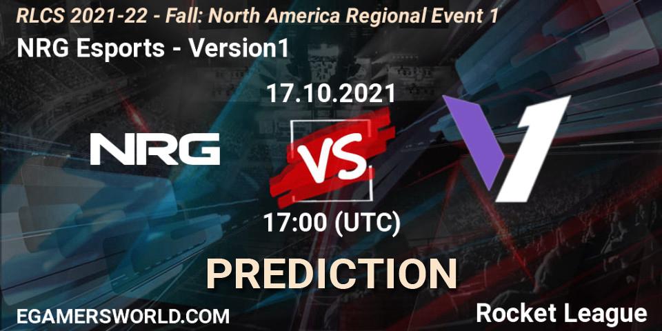 NRG Esports vs Version1: Match Prediction. 17.10.2021 at 17:00, Rocket League, RLCS 2021-22 - Fall: North America Regional Event 1