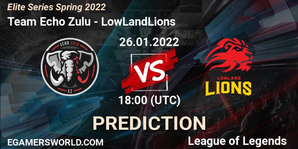 Team Echo Zulu vs LowLandLions: Match Prediction. 26.01.2022 at 18:00, LoL, Elite Series Spring 2022