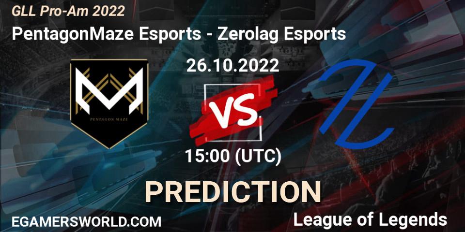 PentagonMaze Esports vs Zerolag Esports: Match Prediction. 26.10.2022 at 15:00, LoL, GLL Pro-Am 2022