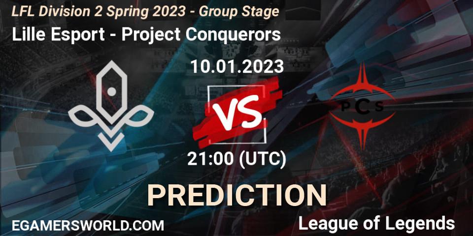 Lille Esport vs Project Conquerors: Match Prediction. 10.01.2023 at 21:00, LoL, LFL Division 2 Spring 2023 - Group Stage