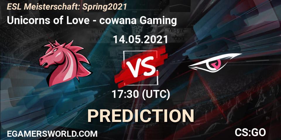 Unicorns of Love vs cowana Gaming: Match Prediction. 14.05.2021 at 18:55, Counter-Strike (CS2), ESL Meisterschaft: Spring 2021