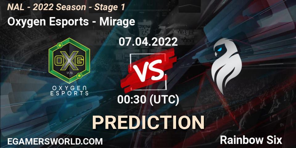 Oxygen Esports vs Mirage: Match Prediction. 07.04.22, Rainbow Six, NAL - Season 2022 - Stage 1
