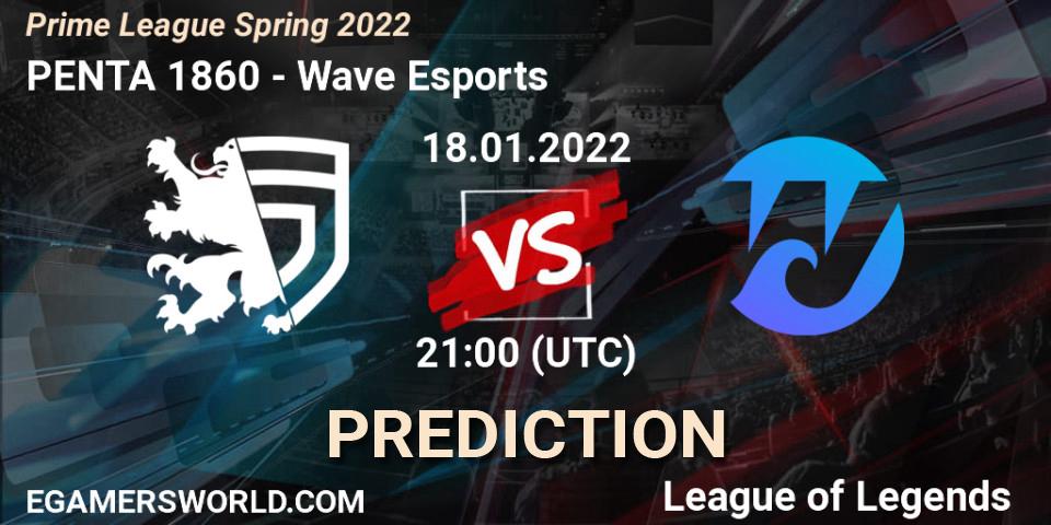PENTA 1860 vs Wave Esports: Match Prediction. 18.01.2022 at 21:20, LoL, Prime League Spring 2022