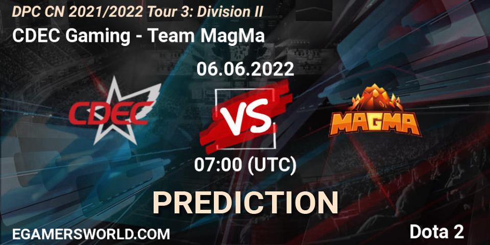 CDEC Gaming vs Team MagMa: Match Prediction. 06.06.22, Dota 2, DPC CN 2021/2022 Tour 3: Division II
