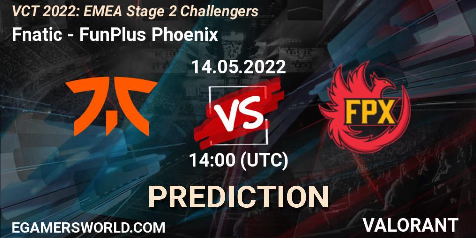 Fnatic vs FunPlus Phoenix: Match Prediction. 14.05.2022 at 14:05, VALORANT, VCT 2022: EMEA Stage 2 Challengers